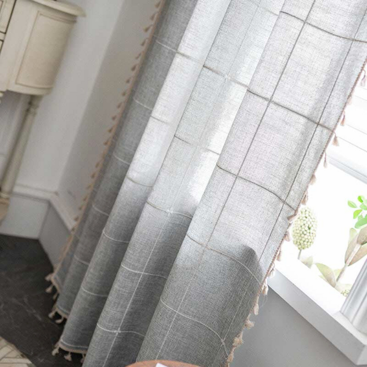 KaroLuxe: Tenda a quadri con frange – semitrasparente e decorativa per soggiorno e camera da letto