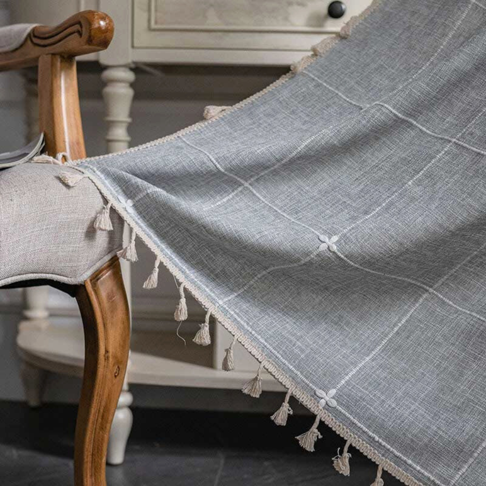 KaroLuxe: Tenda a quadri con frange – semitrasparente e decorativa per soggiorno e camera da letto