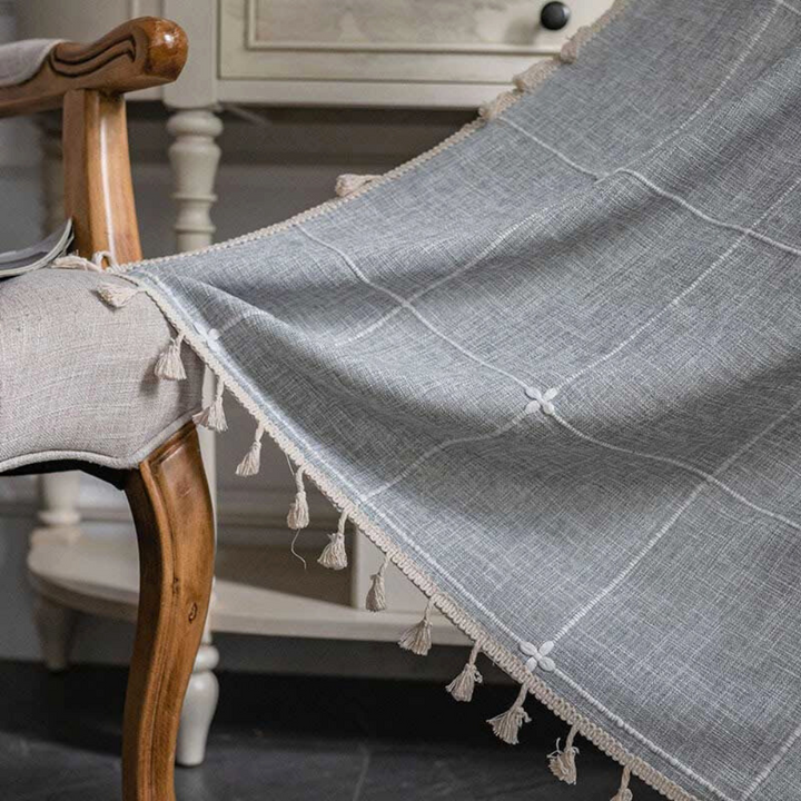 KaroLuxe: Tenda a quadri con frange – semitrasparente e decorativa per soggiorno e camera da letto