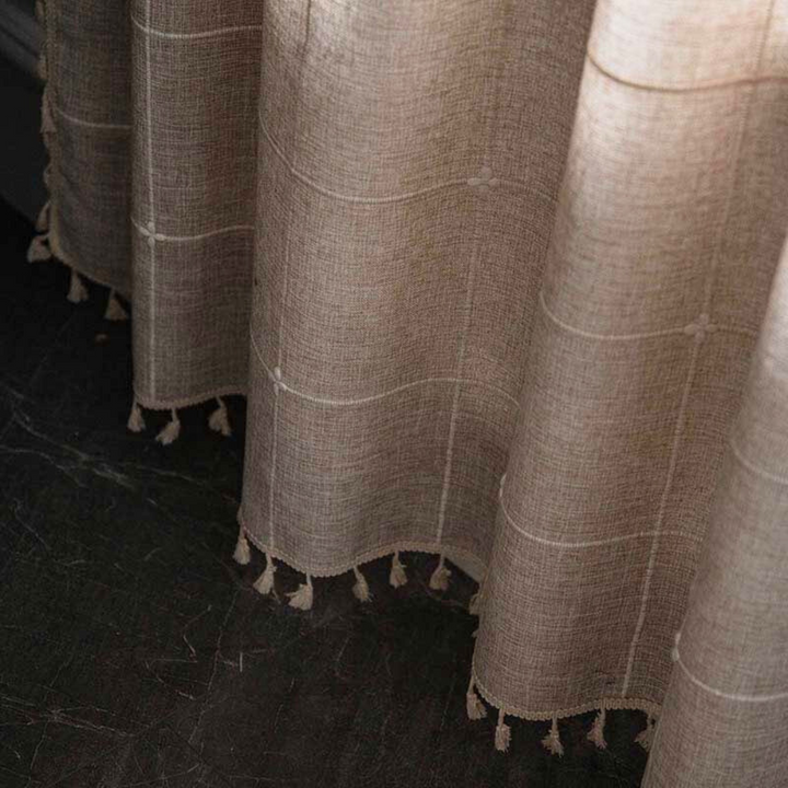 KaroLuxe: Tenda a quadri con frange – semitrasparente e decorativa per soggiorno e camera da letto