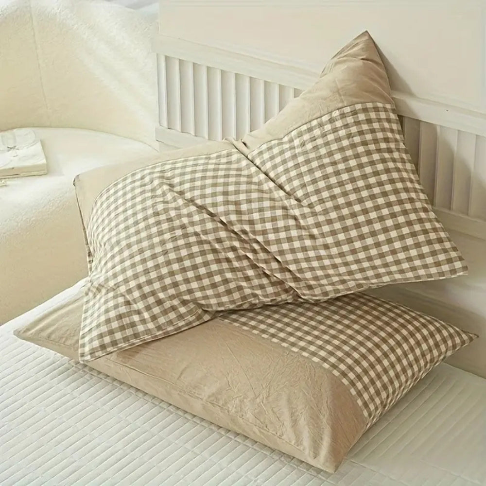 KaroTraum: Fodera per cuscino a quadri – morbida e facile da curare per la camera da letto (1 pezzo)
