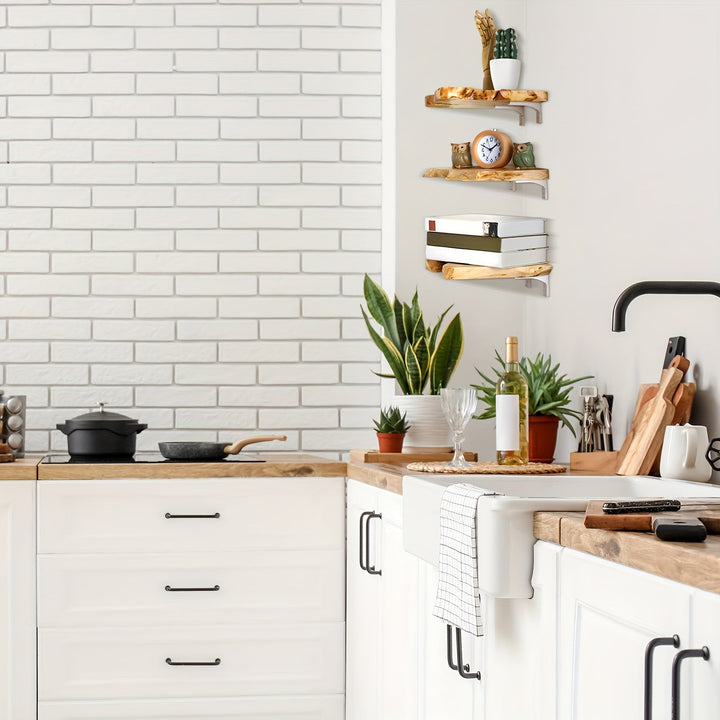 KlassischeAkzent: Mensole a muro in legno – Set da 3, salvaspazio e sospese in stile moderno per soggiorno e bagno