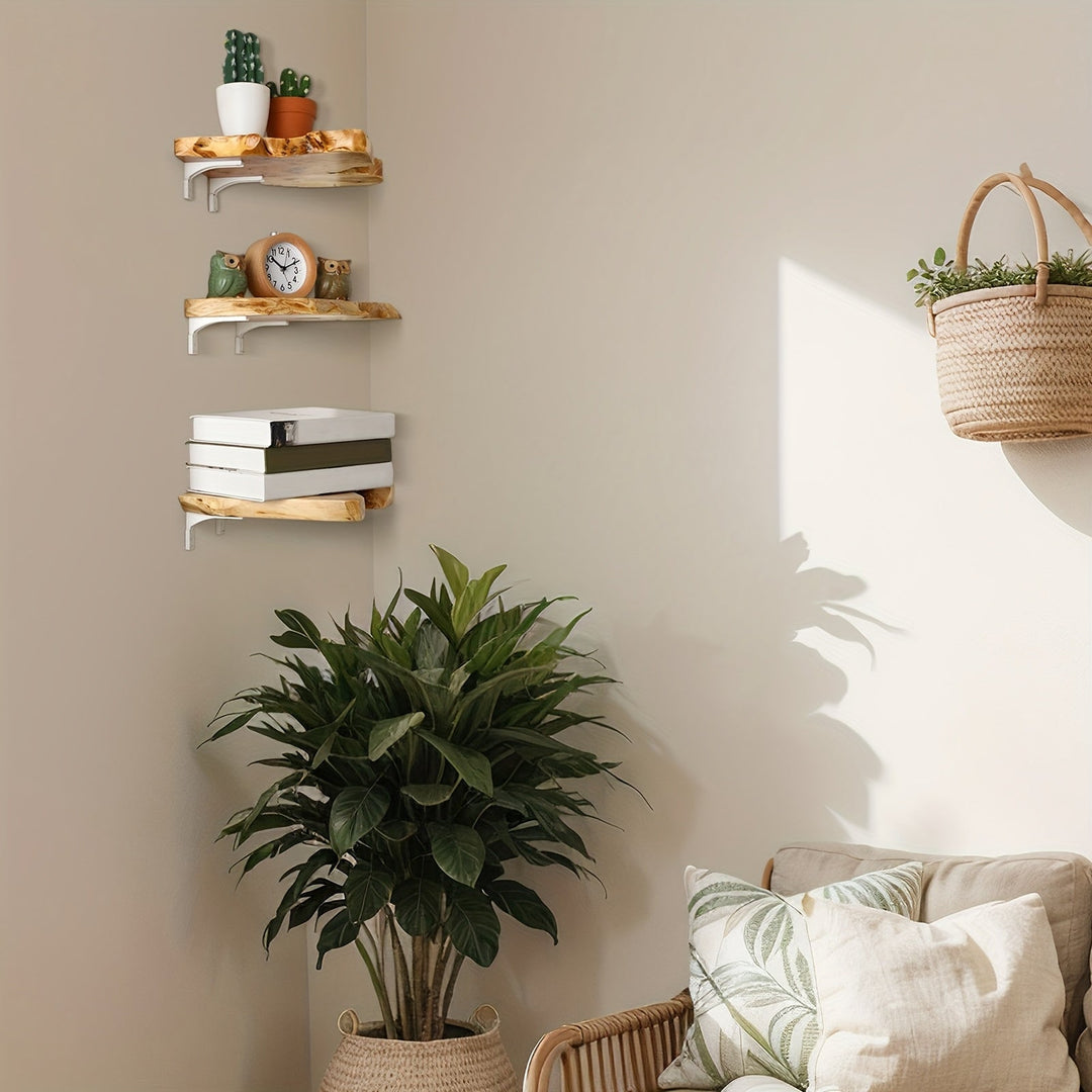 KlassischeAkzent: Mensole a muro in legno – Set da 3, salvaspazio e sospese in stile moderno per soggiorno e bagno