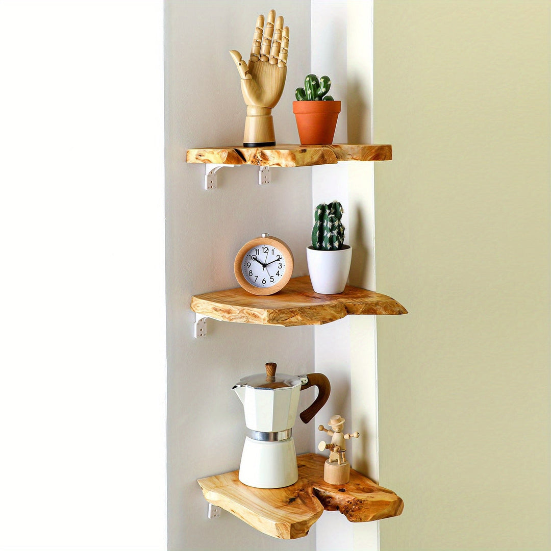 KlassischeAkzent: Mensole a muro in legno – Set da 3, salvaspazio e sospese in stile moderno per soggiorno e bagno