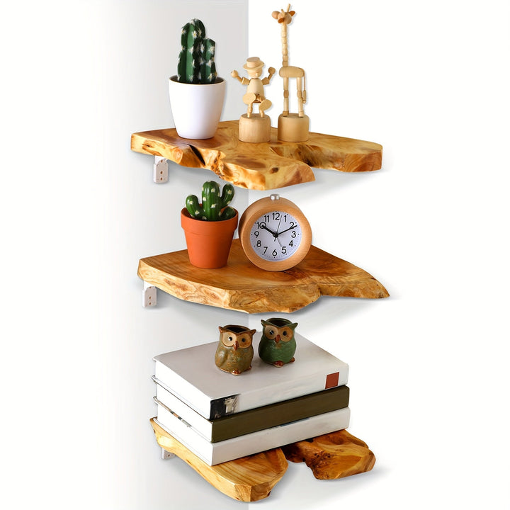 KlassischeAkzent: Mensole a muro in legno – Set da 3, salvaspazio e sospese in stile moderno per soggiorno e bagno