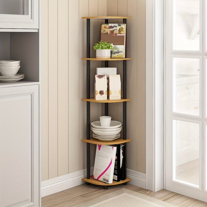 KlassischeEcke: Mensole angolari in legno – 5 piani, autoportanti e decorative in stile classico per camera da letto e soggiorno