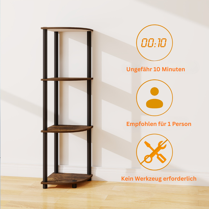 KlassischeEcke: Mensole angolari in legno – 5 piani, autoportanti e decorative in stile classico per camera da letto e soggiorno