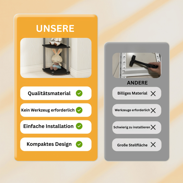 KlassischeEcke: Mensole angolari in legno – 5 piani, autoportanti e decorative in stile classico per camera da letto e soggiorno
