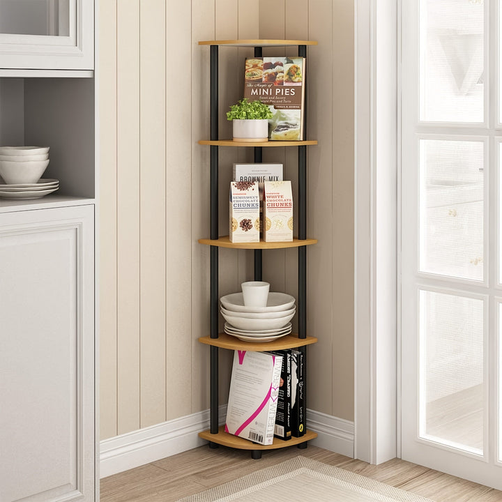 KlassischeEcke: Mensole angolari in legno – 5 piani, autoportanti e decorative in stile classico per camera da letto e soggiorno