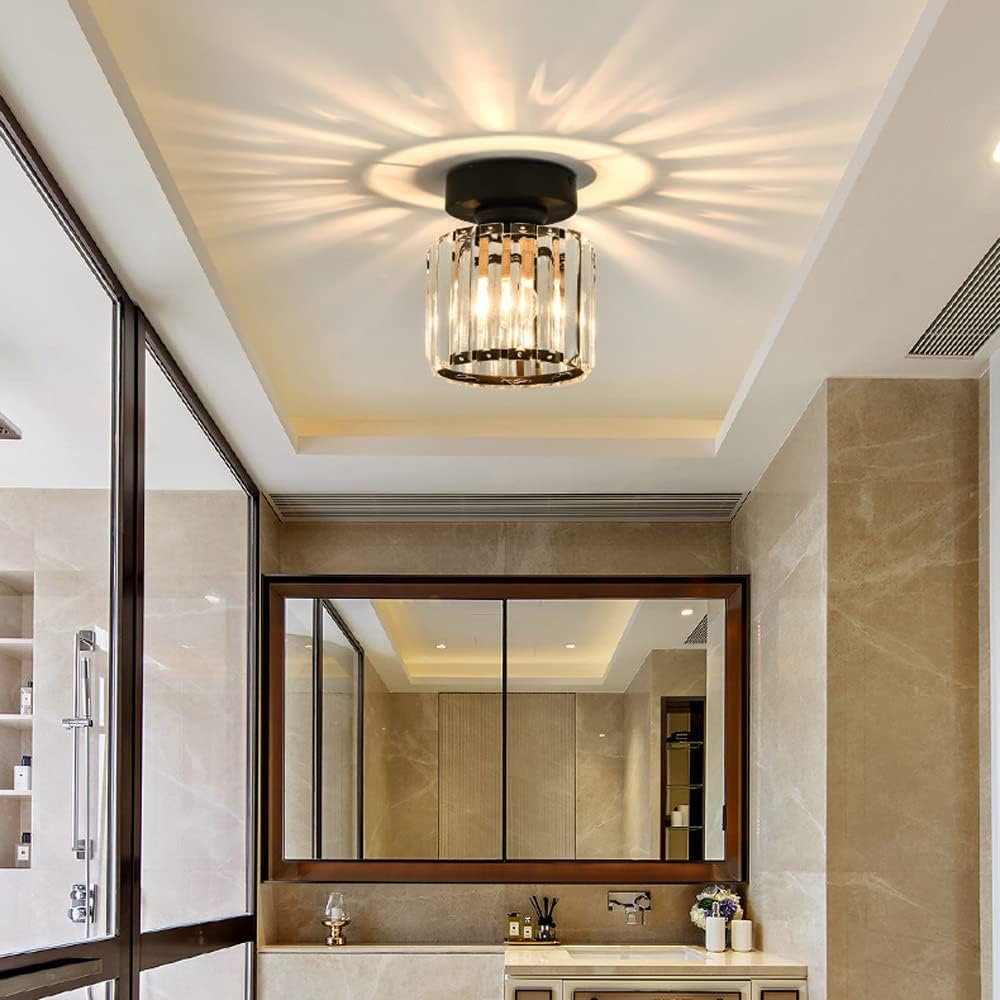 KristallÉtoile: Lampada da soffitto moderna in ottone e cristallo – 1 luce, facile da pulire per sala da pranzo e soggiorno