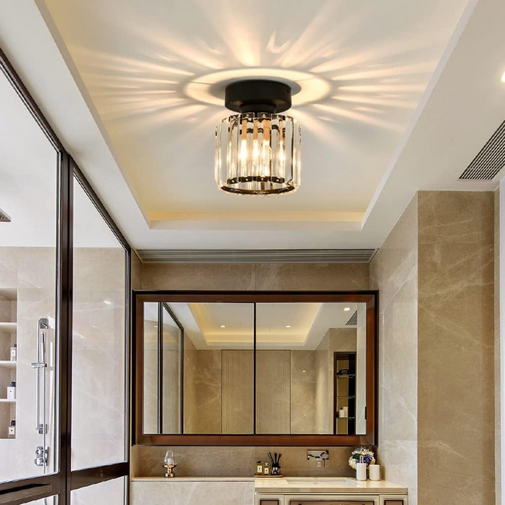 KristallÉtoile: Lampada da soffitto moderna in ottone e cristallo – 1 luce, facile da pulire per sala da pranzo e soggiorno