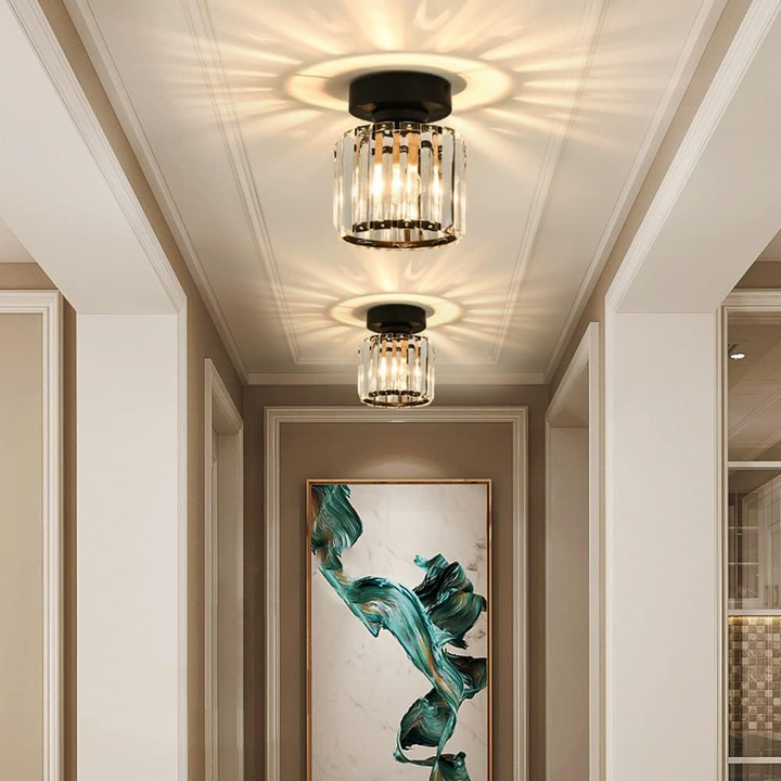 KristallÉtoile: Lampada da soffitto moderna in ottone e cristallo – 1 luce, facile da pulire per sala da pranzo e soggiorno