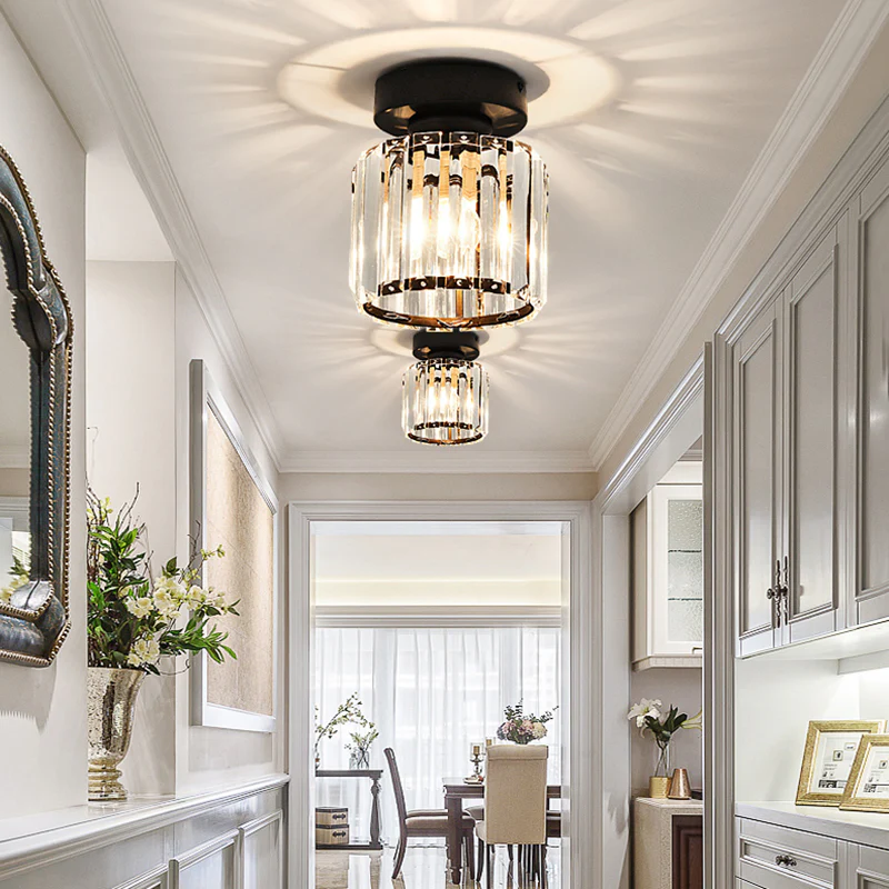 KristallÉtoile: Lampada da soffitto moderna in ottone e cristallo – 1 luce, facile da pulire per sala da pranzo e soggiorno