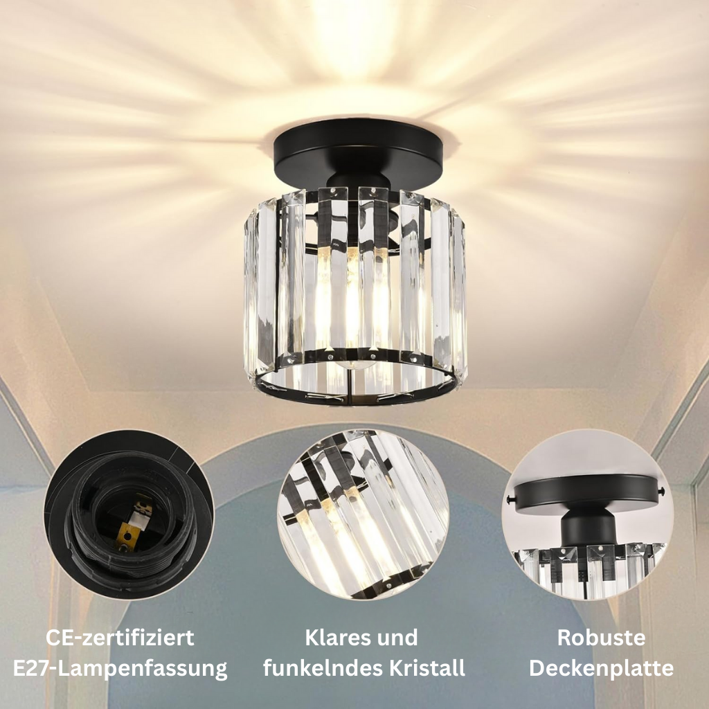 KristallÉtoile: Lampada da soffitto moderna in ottone e cristallo – 1 luce, facile da pulire per sala da pranzo e soggiorno