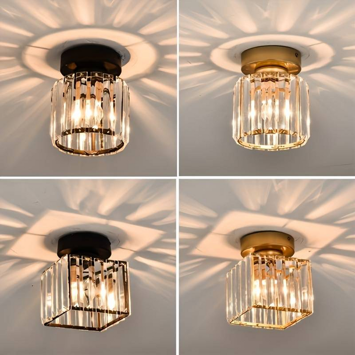 KristallÉtoile: Lampada da soffitto moderna in ottone e cristallo – 1 luce, facile da pulire per sala da pranzo e soggiorno
