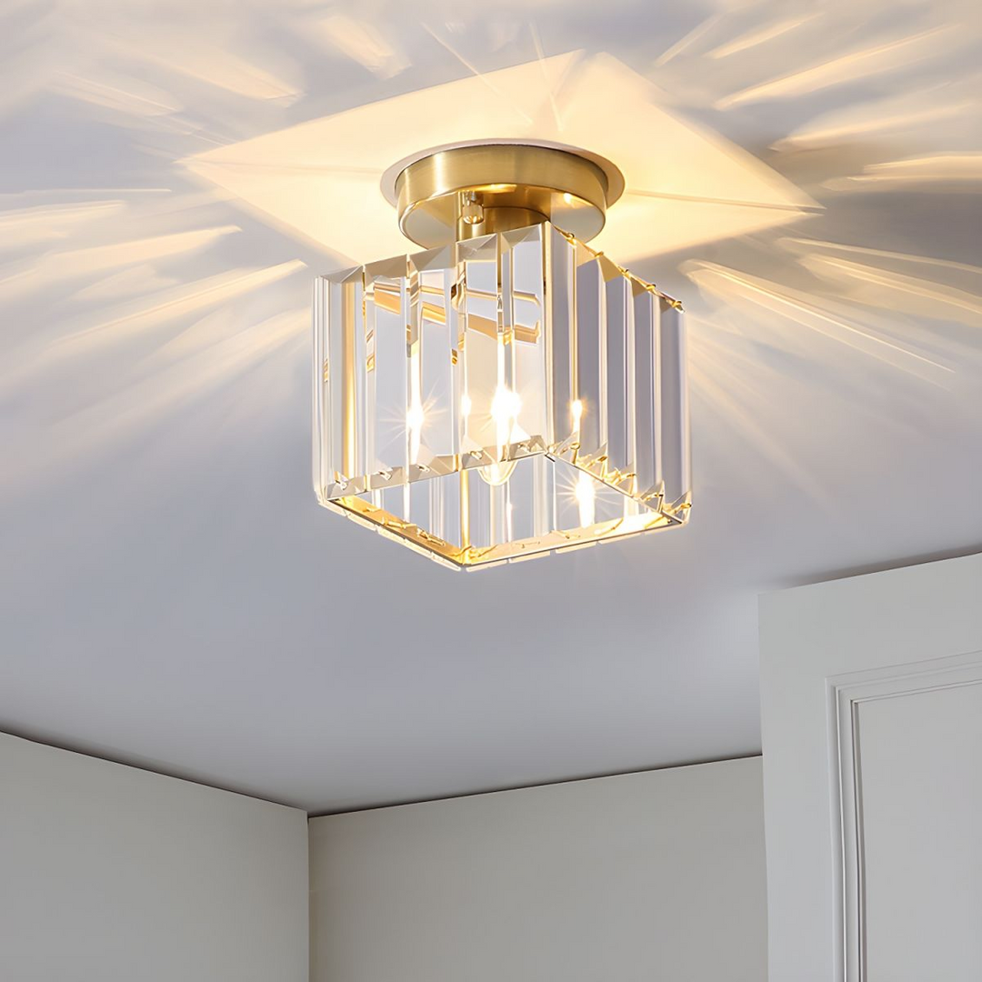 KristallÉtoile: Lampada da soffitto moderna in ottone e cristallo – 1 luce, facile da pulire per sala da pranzo e soggiorno