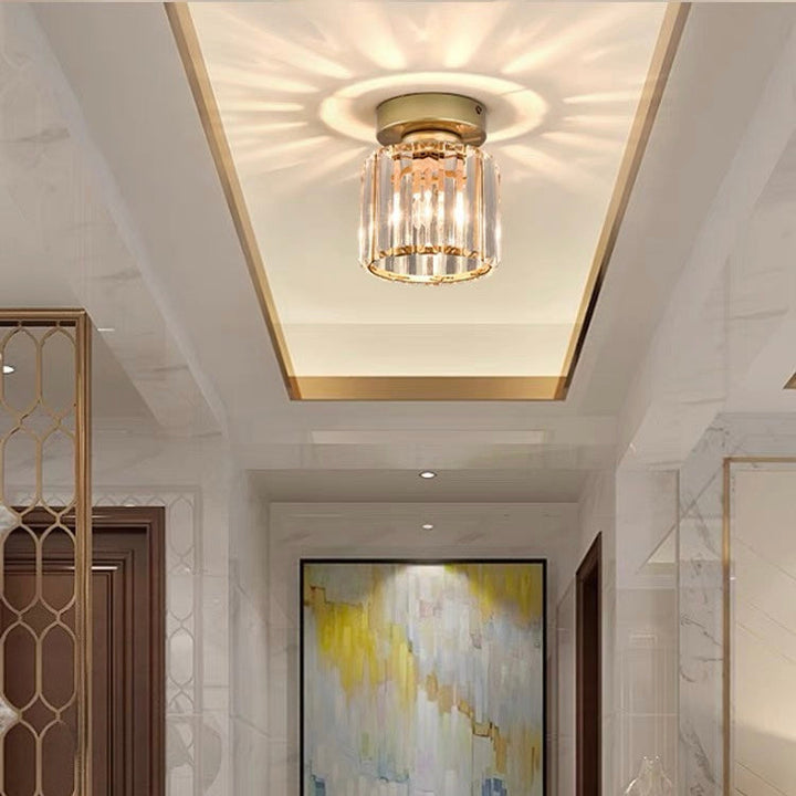 KristallÉtoile: Lampada da soffitto moderna in ottone e cristallo – 1 luce, facile da pulire per sala da pranzo e soggiorno
