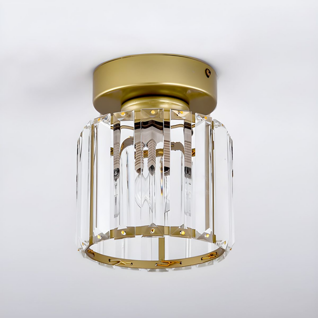 KristallÉtoile: Lampada da soffitto moderna in ottone e cristallo – 1 luce, facile da pulire per sala da pranzo e soggiorno