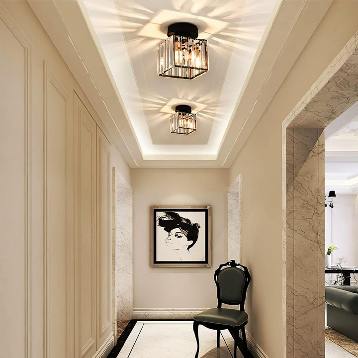 KristallÉtoile: Lampada da soffitto moderna in ottone e cristallo – 1 luce, facile da pulire per sala da pranzo e soggiorno