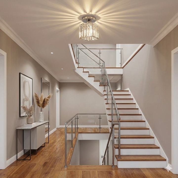 KristallÉtoile: Lampada da soffitto moderna in ottone e cristallo – 1 luce, facile da pulire per sala da pranzo e soggiorno