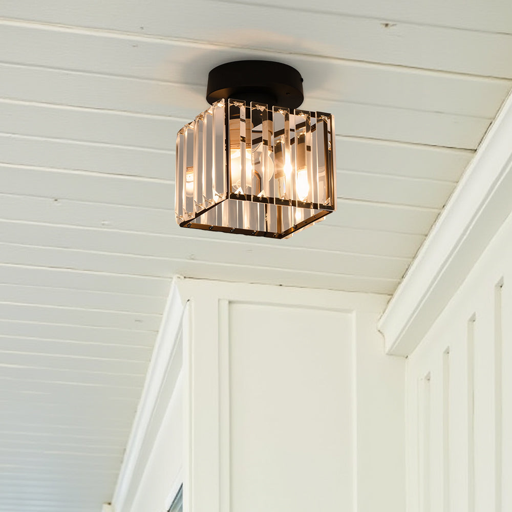 KristallÉtoile: Lampada da soffitto moderna in ottone e cristallo – 1 luce, facile da pulire per sala da pranzo e soggiorno