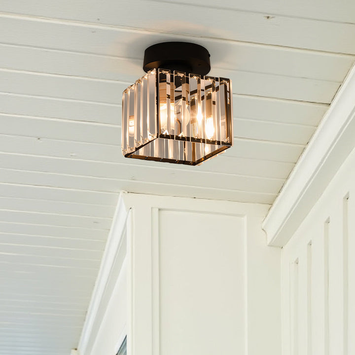 KristallÉtoile: Lampada da soffitto moderna in ottone e cristallo – 1 luce, facile da pulire per sala da pranzo e soggiorno