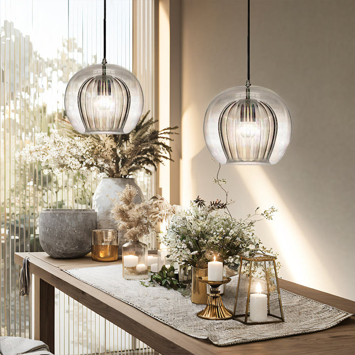 KristallKugel: Lampada a sospensione in vetro moderno a forma di sfera – decorativa e senza tempo per ambienti abitativi e camere da letto