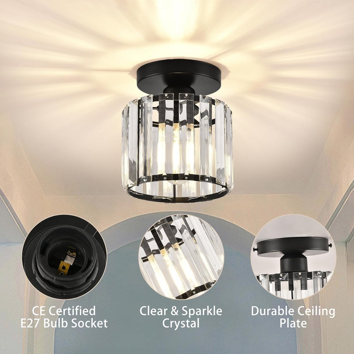 KristallLinea: Elegante lampada da soffitto in vetro moderna – semi-piatta e luminosa per soggiorno e ufficio