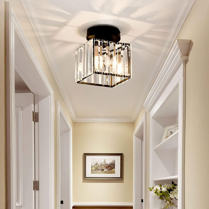 KristallLinea: Elegante lampada da soffitto in vetro moderna – semi-piatta e luminosa per soggiorno e ufficio