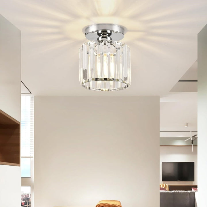 KristallLinea: Elegante lampada da soffitto in vetro moderna – semi-piatta e luminosa per soggiorno e ufficio