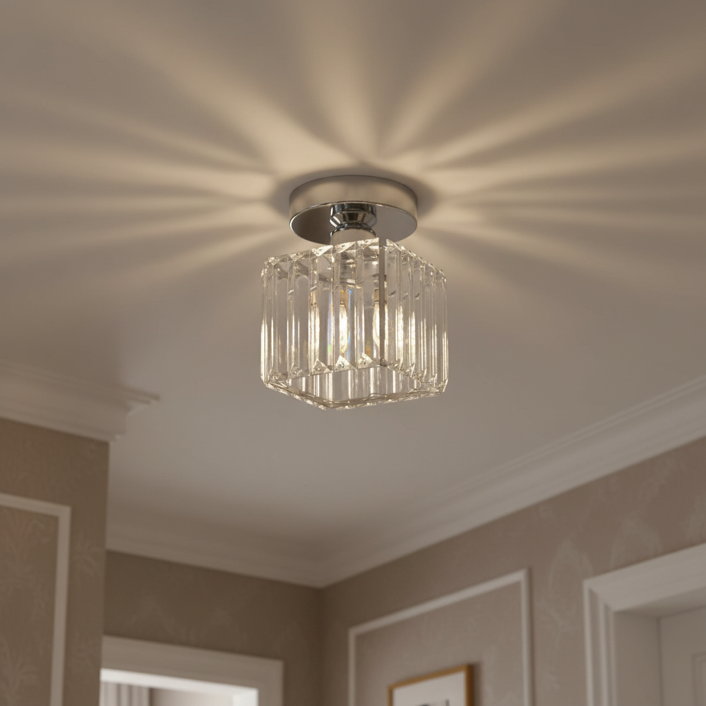 KristallLinea: Elegante lampada da soffitto in vetro moderna – semi-piatta e luminosa per soggiorno e ufficio