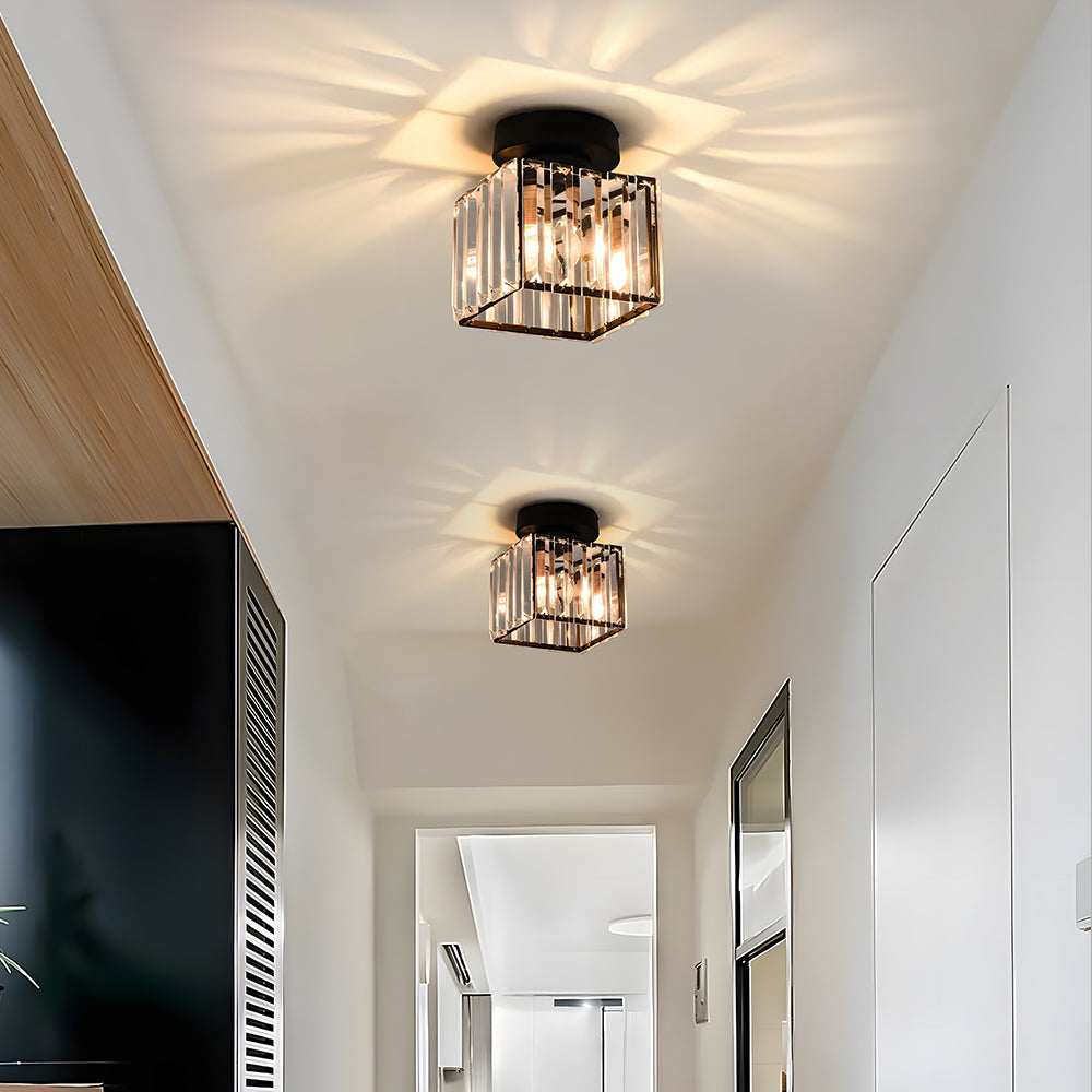 KristallLinea: Elegante lampada da soffitto in vetro moderna – semi-piatta e luminosa per soggiorno e ufficio