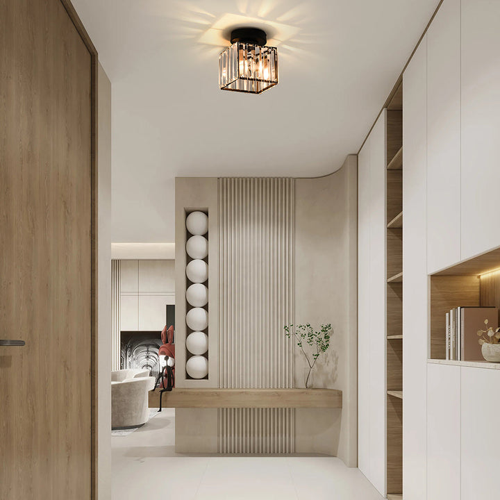 KristallLinea: Elegante lampada da soffitto in vetro moderna – semi-piatta e luminosa per soggiorno e ufficio