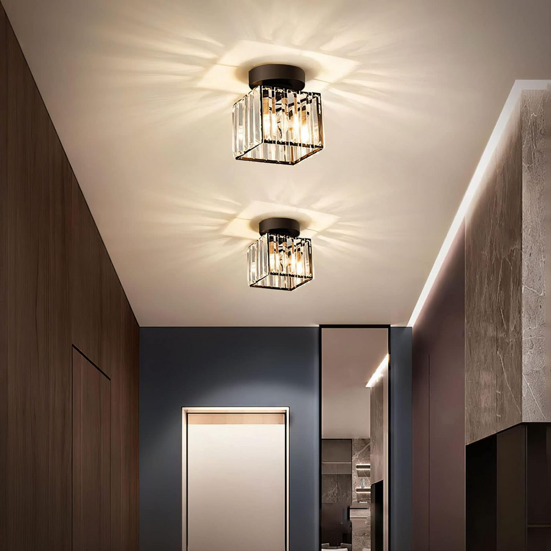 KristallLinea: Elegante lampada da soffitto in vetro moderna – semi-piatta e luminosa per soggiorno e ufficio