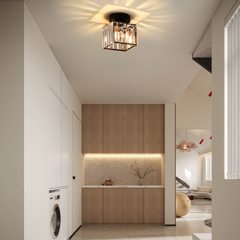 KristallLinea: Elegante lampada da soffitto in vetro moderna – semi-piatta e luminosa per soggiorno e ufficio