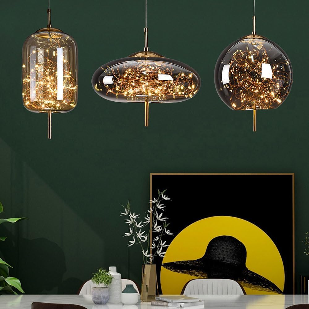 KristallNordic: Lampada a sospensione LED in vetro lussuosa – elegante e accogliente per cucina e sala da pranzo