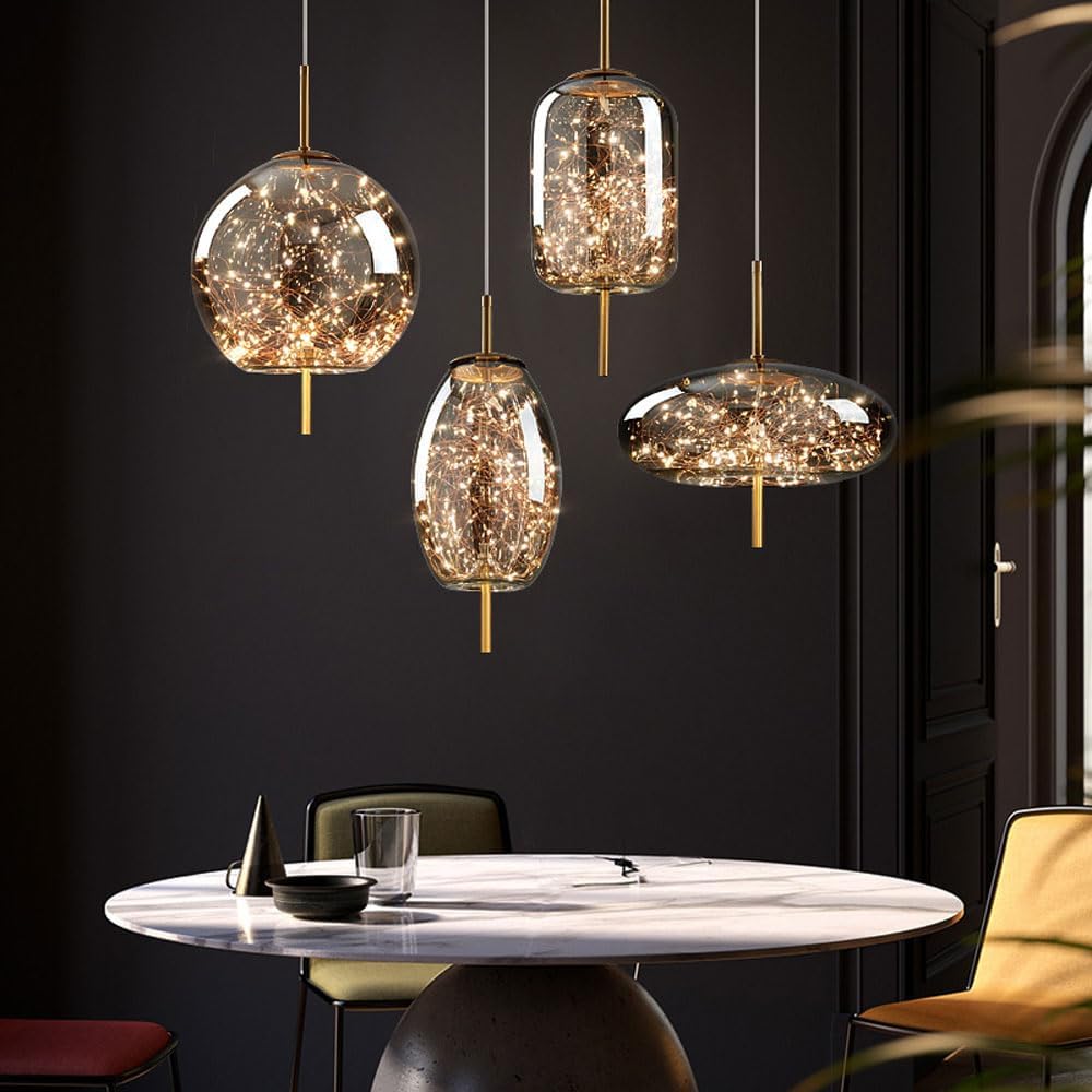KristallNordic: Lampada a sospensione LED in vetro lussuosa – elegante e accogliente per cucina e sala da pranzo