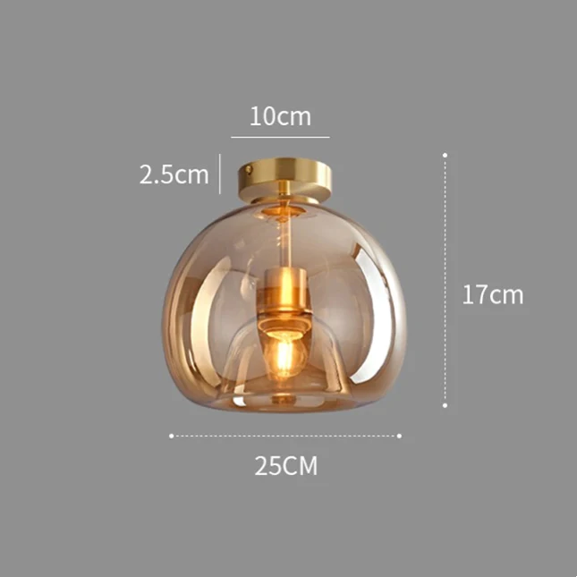 KupferneEleganz: Lampada da soffitto moderna in vetro con finitura in rame – elegante e decorativa per corridoio e soggiorno