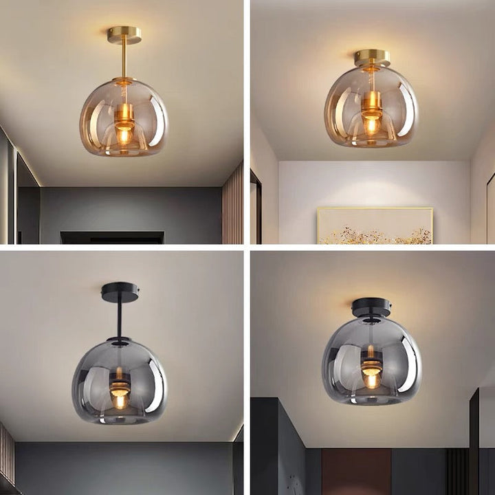 KupferneEleganz: Lampada da soffitto moderna in vetro con finitura in rame – elegante e decorativa per corridoio e soggiorno