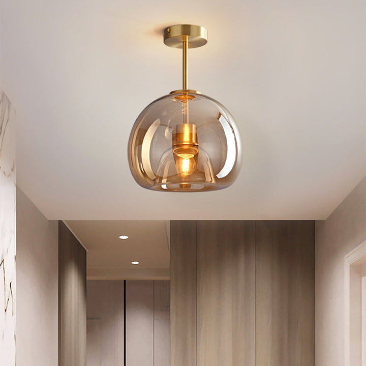 KupferneEleganz: Lampada da soffitto moderna in vetro con finitura in rame – elegante e decorativa per corridoio e soggiorno