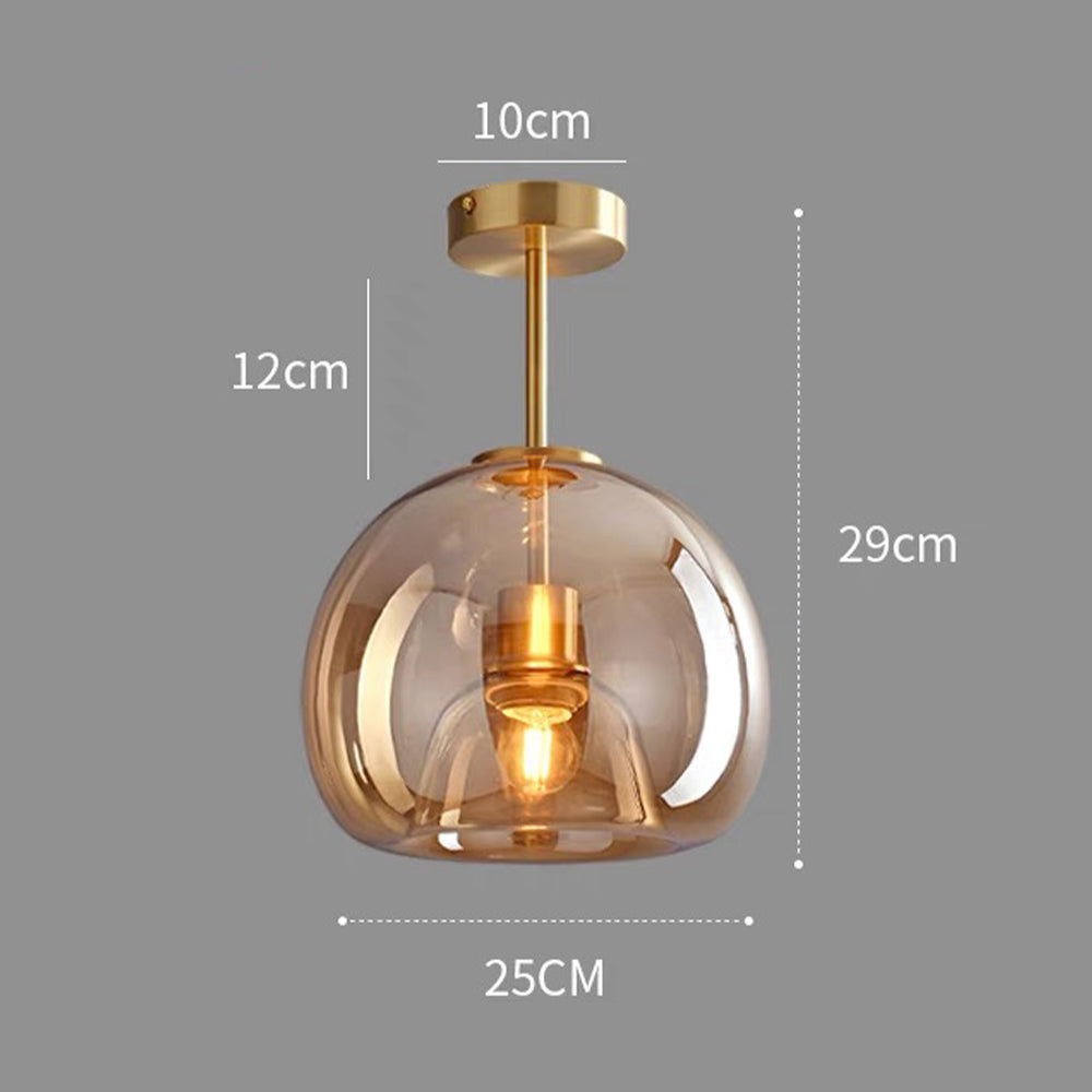 KupferneEleganz: Lampada da soffitto moderna in vetro con finitura in rame – elegante e decorativa per corridoio e soggiorno