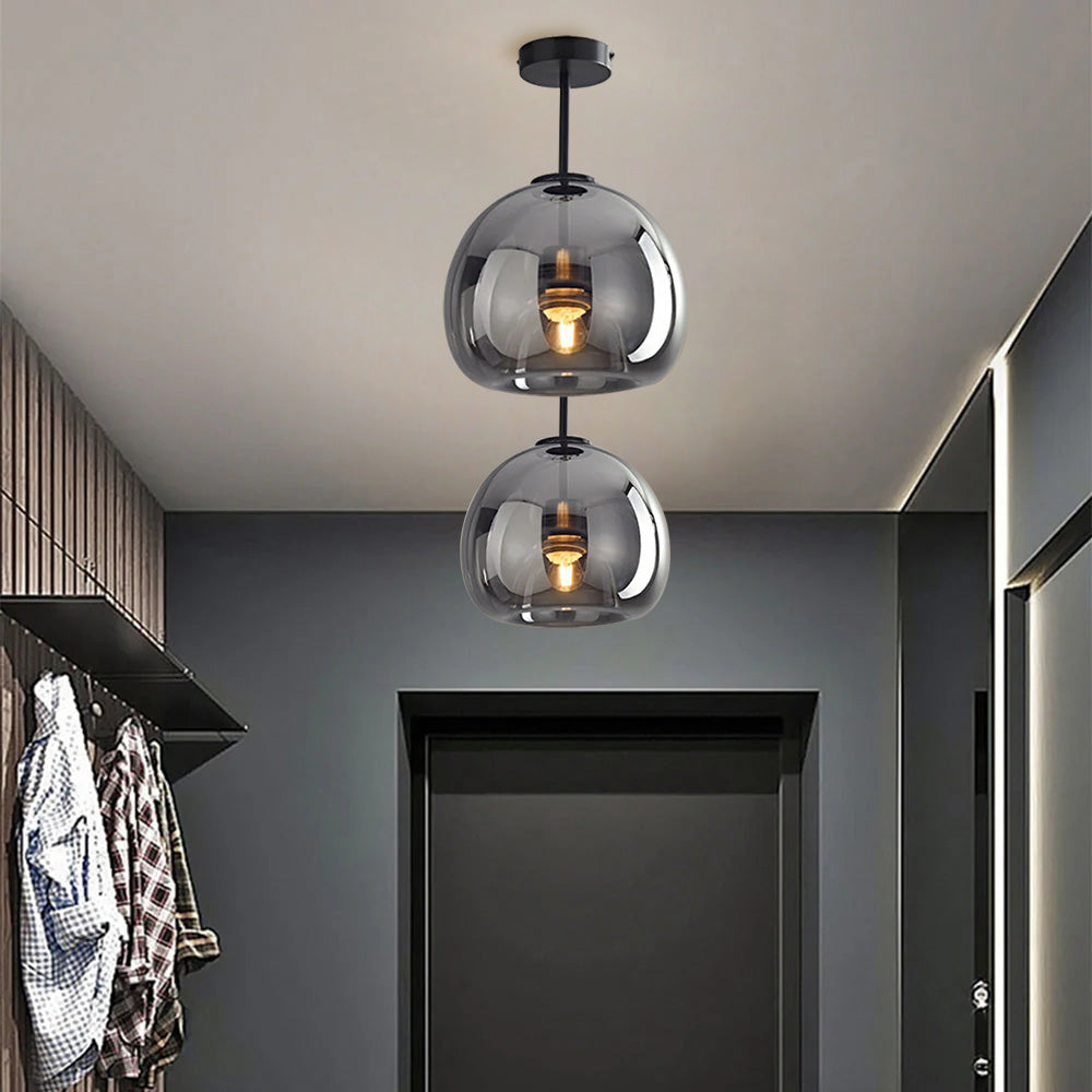 KupferneEleganz: Lampada da soffitto moderna in vetro con finitura in rame – elegante e decorativa per corridoio e soggiorno