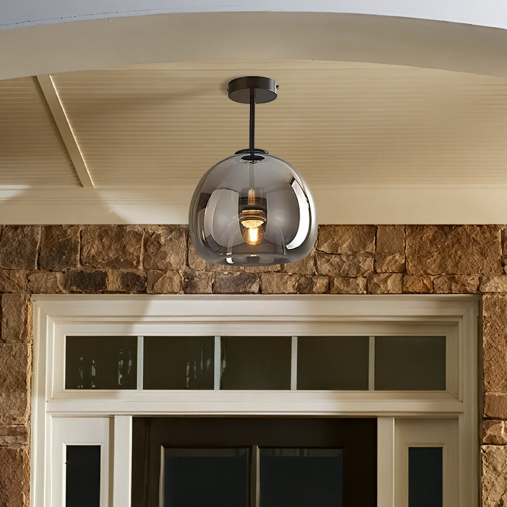 KupferneEleganz: Lampada da soffitto moderna in vetro con finitura in rame – elegante e decorativa per corridoio e soggiorno