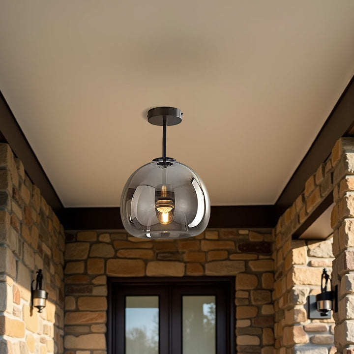 KupferneEleganz: Lampada da soffitto moderna in vetro con finitura in rame – elegante e decorativa per corridoio e soggiorno