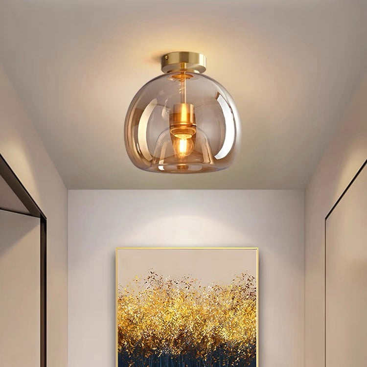 KupferneEleganz: Lampada da soffitto moderna in vetro con finitura in rame – elegante e decorativa per corridoio e soggiorno
