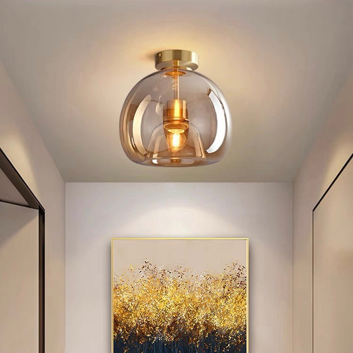 KupferneEleganz: Lampada da soffitto moderna in vetro con finitura in rame – elegante e decorativa per corridoio e soggiorno