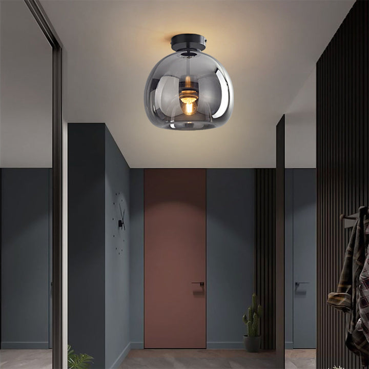 KupferneEleganz: Lampada da soffitto moderna in vetro con finitura in rame – elegante e decorativa per corridoio e soggiorno