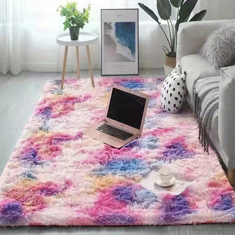 KuschelFarb: Tappeto alto in pile morbido con design moderno a sfumature in poliestere – ideale per spazi abitativi e lati del letto