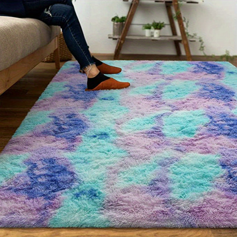 KuschelFarb: Tappeto alto in pile morbido con design moderno a sfumature in poliestere – ideale per spazi abitativi e lati del letto
