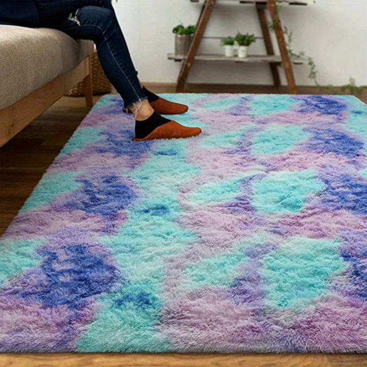 KuschelFarb: Tappeto alto in pile morbido con design moderno a sfumature in poliestere – ideale per spazi abitativi e lati del letto